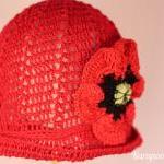 Crochet Poppy Flower Baby Hat /6-12 Months